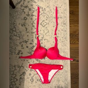 Victoria’s Secret red push up bikini medium bottom 34C top